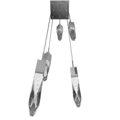 Avenue Lighting Aspen 5Lt 144" Pendant, Chrome/Bubbled Crystal