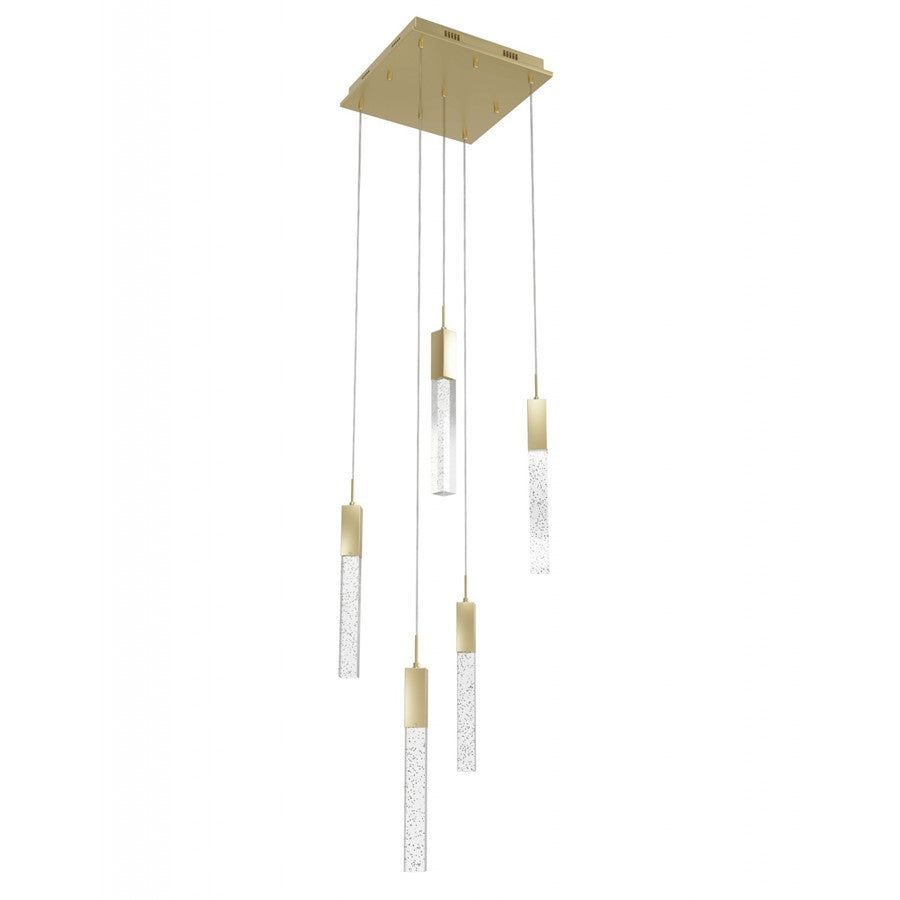 Avenue Original Glacier 5Lt 144" Pendant, Brass/Bubbled Crystal