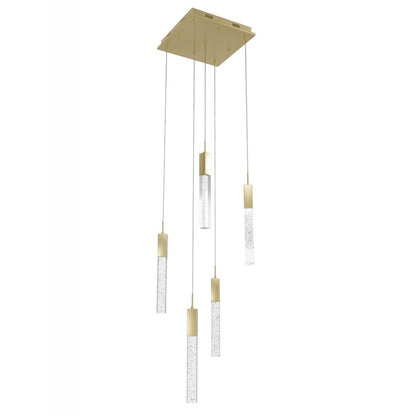 Avenue Original Glacier 5Lt 144" Pendant, Brass/Bubbled Crystal