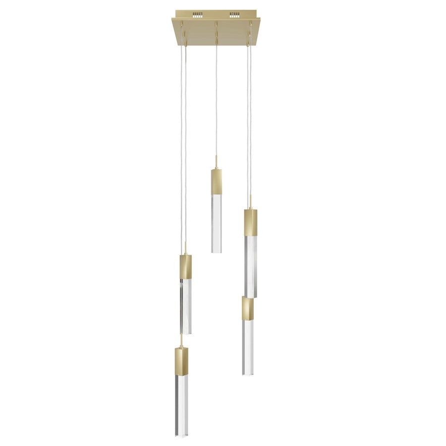 Avenue Original Glacier 5Lt 144" Pendant, Brass/Clear Crystal