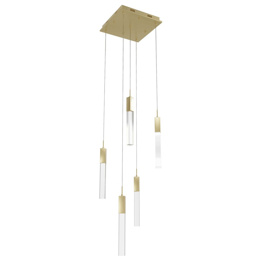 Avenue Original Glacier 5Lt 144" Pendant, Brass/Clear Crystal