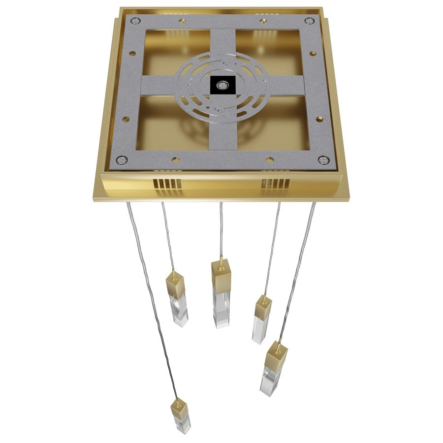 Avenue Original Glacier 5Lt 144" Pendant, Brass/Clear Crystal