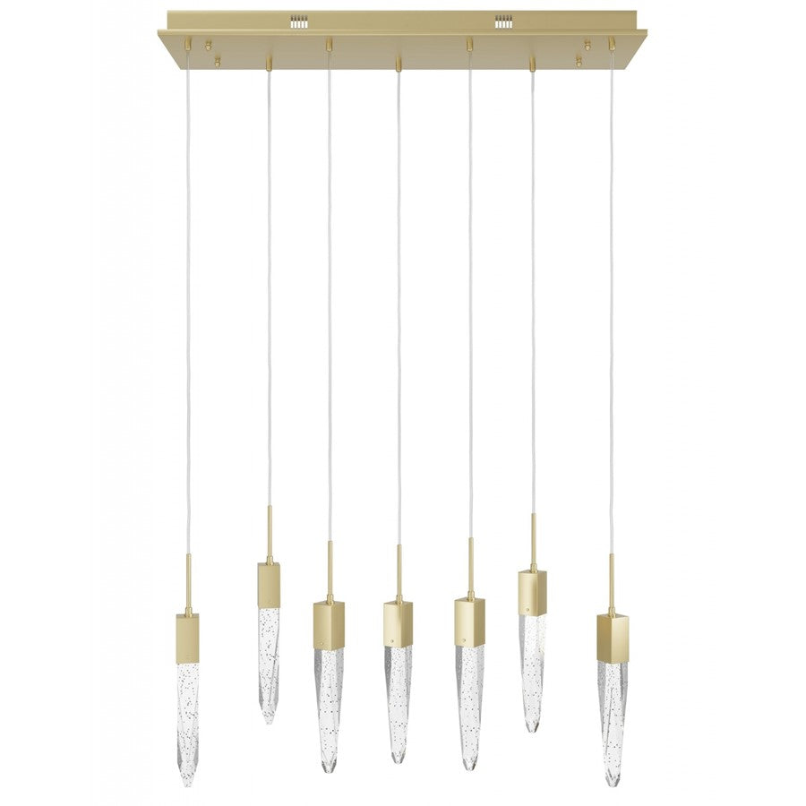 Avenue Lighting Aspen 7Lt 130" Pendant, Brass/Bubbled Crystal