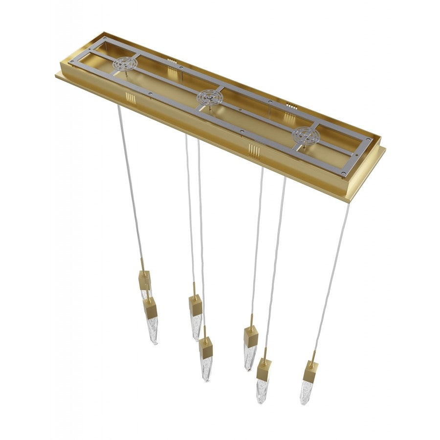 Avenue Lighting Aspen 7Lt 130" Pendant, Brass/Bubbled Crystal