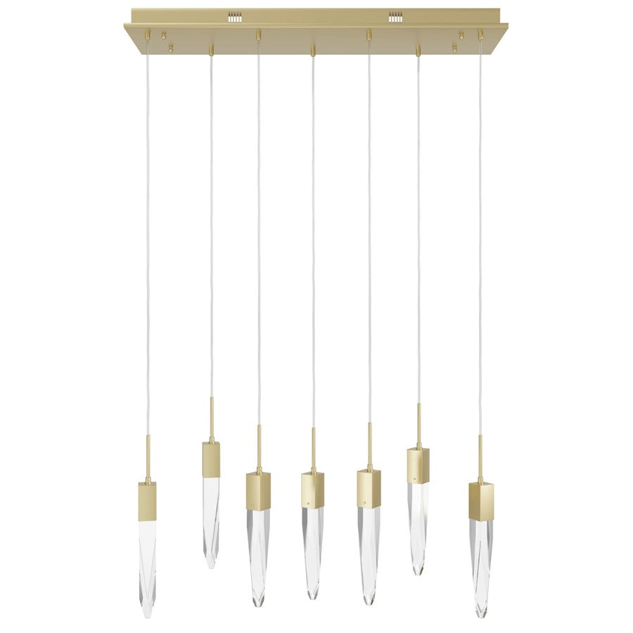 Avenue Lighting Aspen 7Lt 130" Pendant, Brass/Clear Crystal