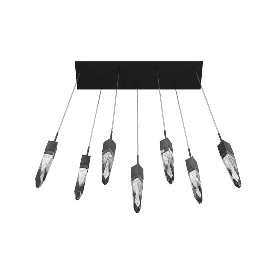 Avenue Lighting Aspen 7Lt 130" Pendant, Black/Bubbled Crystal