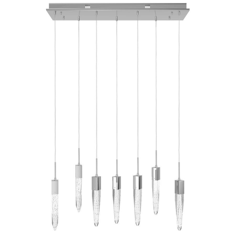 Avenue Lighting Aspen 7Lt 130" Pendant, Chrome/Bubbled Crystal