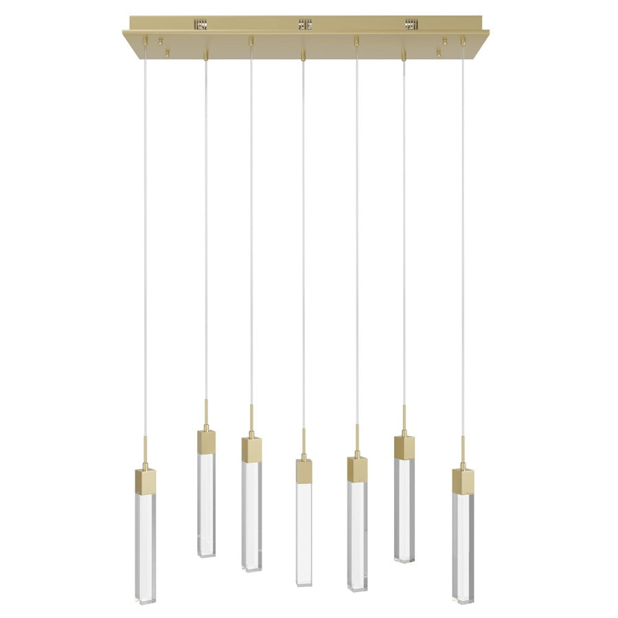 Avenue Original Glacier 7Lt 130" Pendant, Brass/Clear Crystal