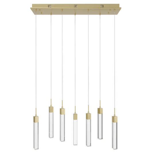 Avenue Original Glacier 7Lt 130" Pendant, Brass/Clear Crystal