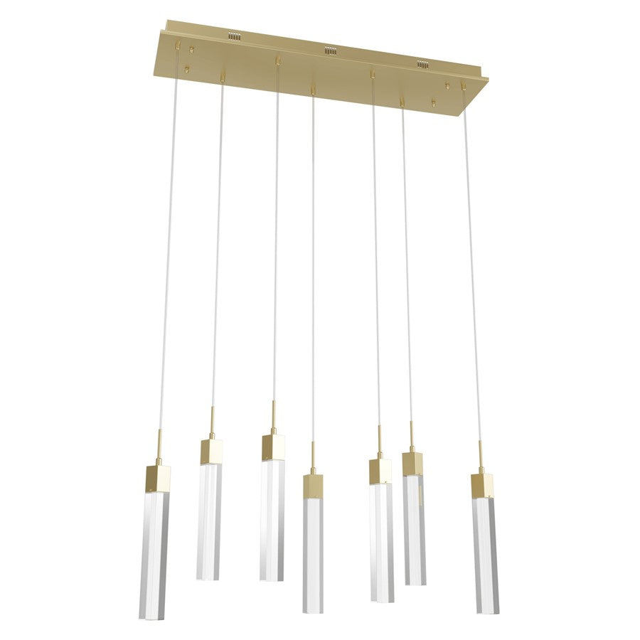 Avenue Original Glacier 7Lt 130" Pendant, Brass/Clear Crystal