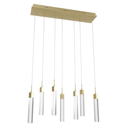 Avenue Original Glacier 7Lt 130" Pendant, Brass/Clear Crystal