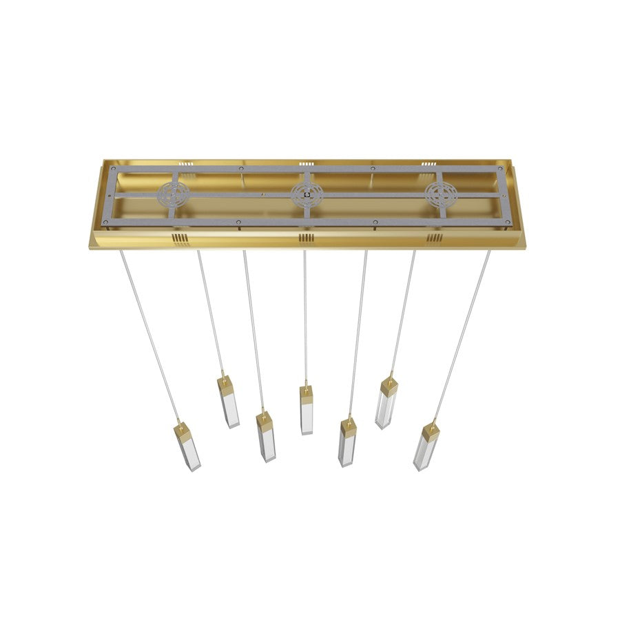 Avenue Original Glacier 7Lt 130" Pendant, Brass/Clear Crystal