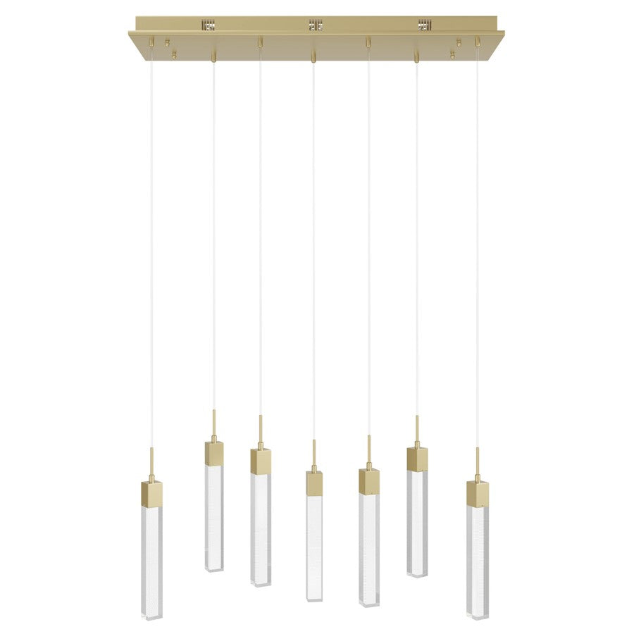 Avenue Original Glacier 7Lt 130" Pendant, Brass/Snow
