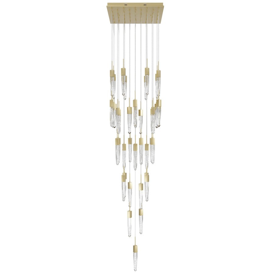 Avenue Lighting Aspen 41Lt 170" Pendant, Brass/Bubbled Crystal