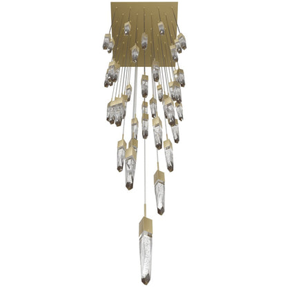 Avenue Lighting Aspen 41Lt 170" Pendant, Brass/Bubbled Crystal
