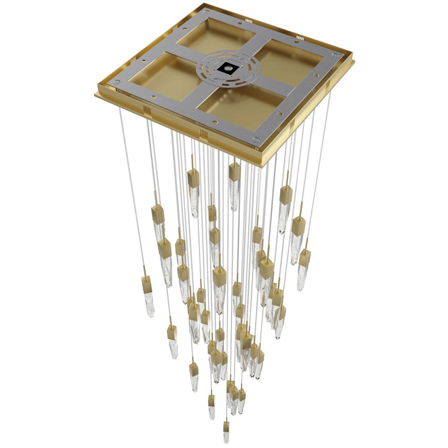 Avenue Lighting Aspen 41Lt 170" Pendant, Brass/Bubbled Crystal