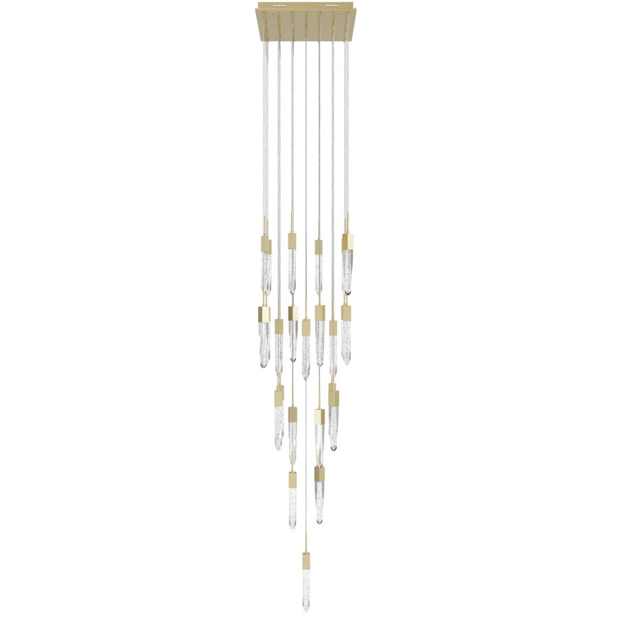 Avenue Lighting Aspen 25Lt 171" Pendant, Brass/Bubbled Crystal
