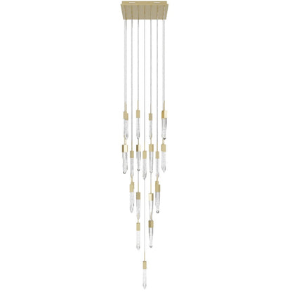 Avenue Lighting Aspen 25Lt 171" Pendant, Brass/Bubbled Crystal