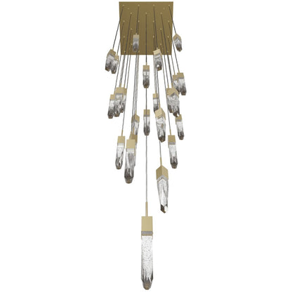 Avenue Lighting Aspen 25Lt 171" Pendant, Brass/Bubbled Crystal