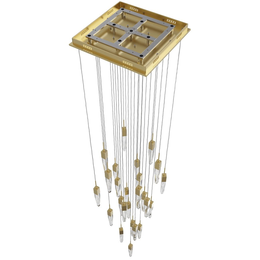 Avenue Lighting Aspen 25Lt 171" Pendant, Brass/Bubbled Crystal