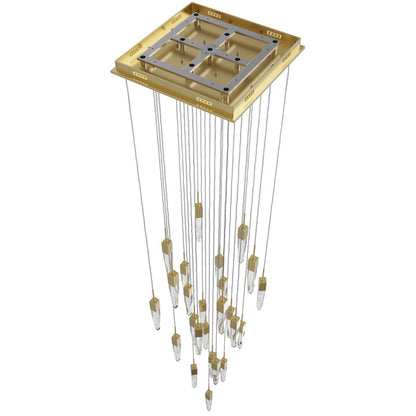 Avenue Lighting Aspen 25Lt 171" Pendant, Brass/Bubbled Crystal