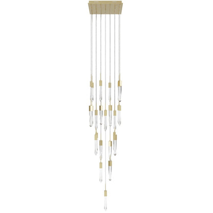 Avenue Lighting Aspen 25Lt 171" Pendant, Brass/Clear Crystal