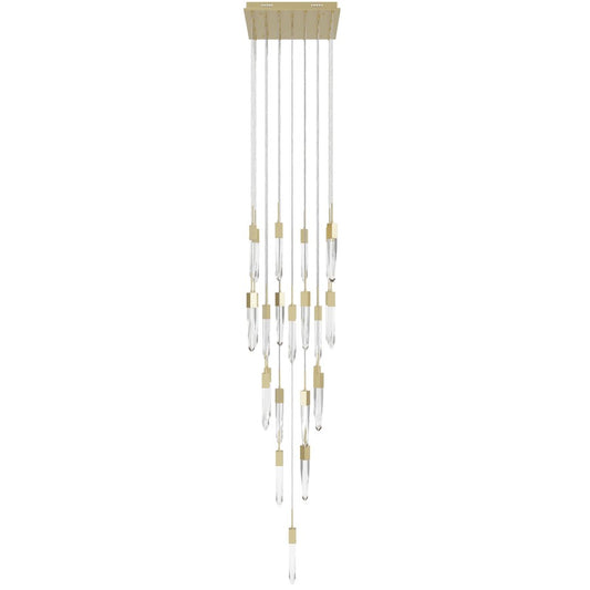Avenue Lighting Aspen 25Lt 171" Pendant, Brass/Clear Crystal