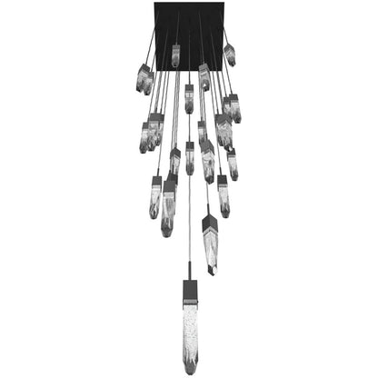 Avenue Lighting Aspen 25Lt 171" Pendant, Black/Bubbled Crystal