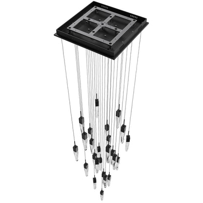 Avenue Lighting Aspen 25Lt 171" Pendant, Black/Bubbled Crystal