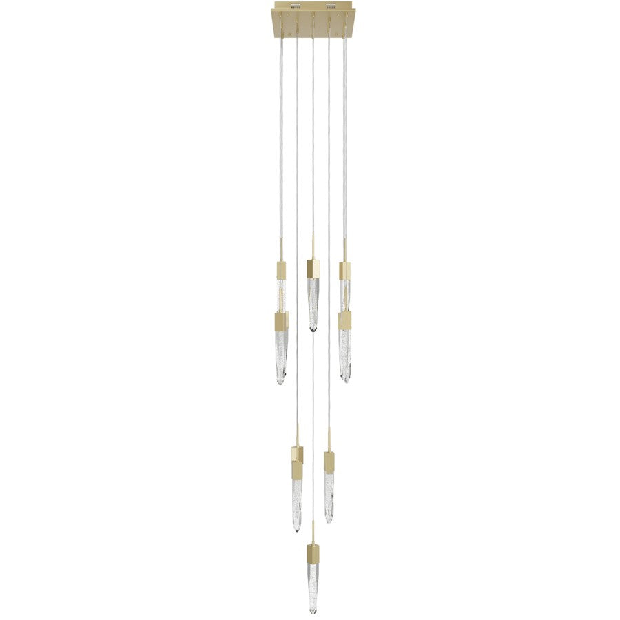 Avenue Lighting Aspen 13Lt 146" Pendant, Brass/Bubbled Crystal