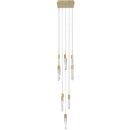 Avenue Lighting Aspen 13Lt 146" Pendant, Brass/Bubbled Crystal