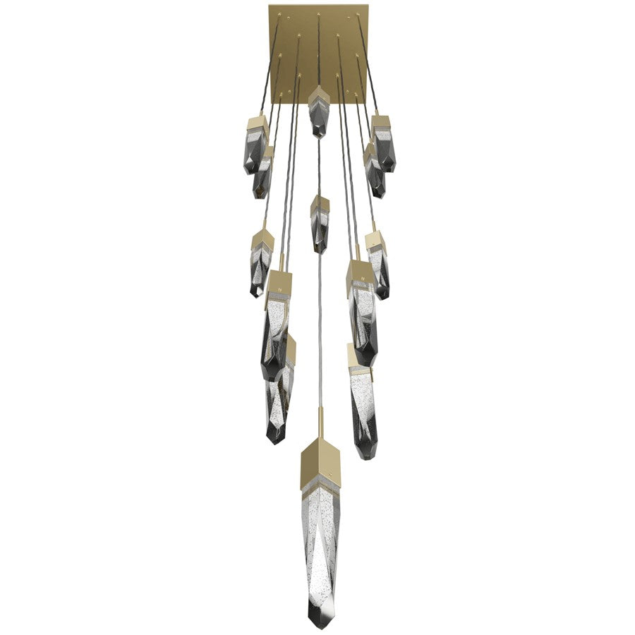Avenue Lighting Aspen 13Lt 146" Pendant, Brass/Bubbled Crystal
