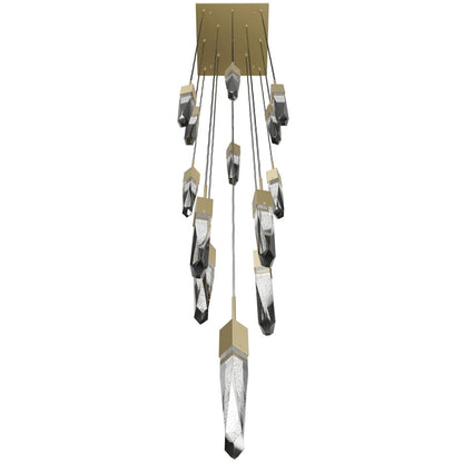 Avenue Lighting Aspen 13Lt 146" Pendant, Brass/Bubbled Crystal