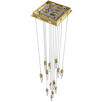 Avenue Lighting Aspen 13Lt 146" Pendant, Brass/Bubbled Crystal