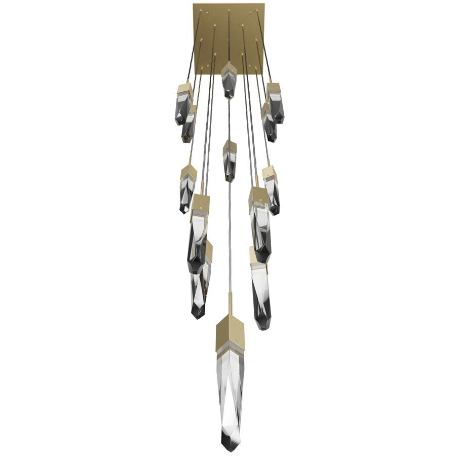 Avenue Lighting Aspen 13Lt 146" Pendant, Brass/Clear Crystal