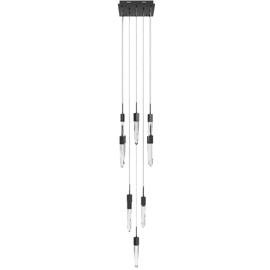 Avenue Lighting Aspen 13Lt 146" Pendant, Black/Clear Crystal