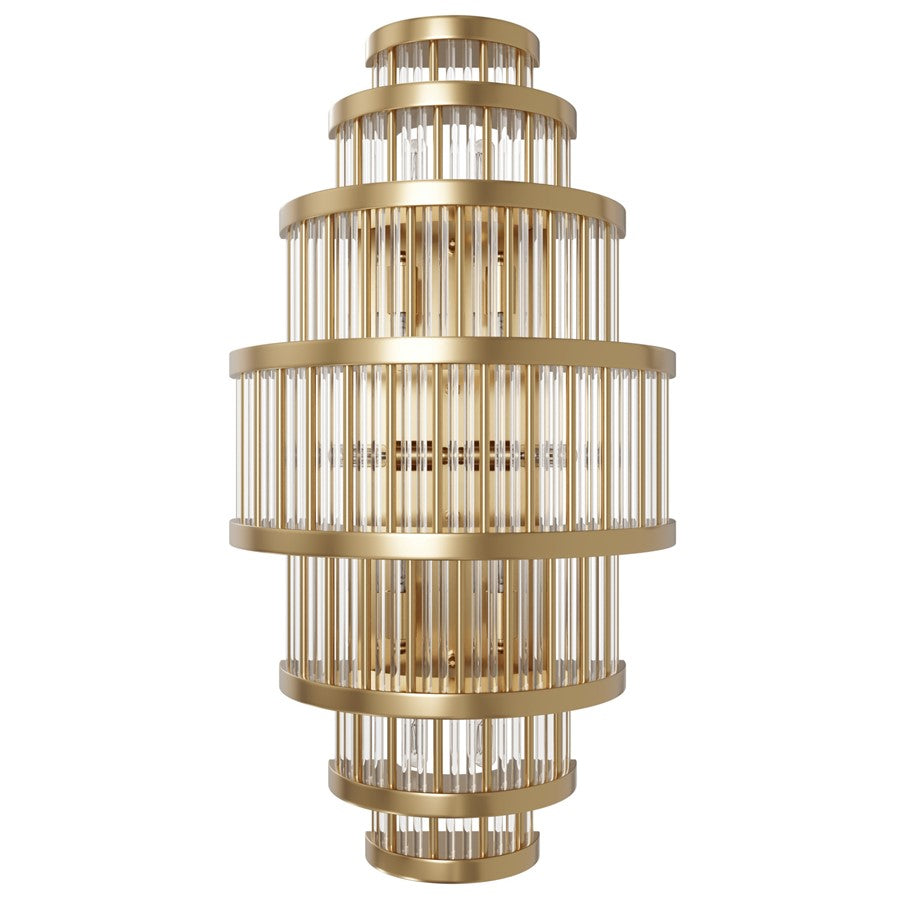 Avenue Lighting Waldorf 8 Light 22" Wall Sconce, Aged Brass