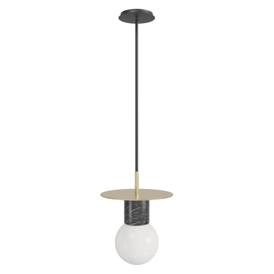 Avenue Lighting Newport 1 Light 8" Pendant, Brushed Brass/Black