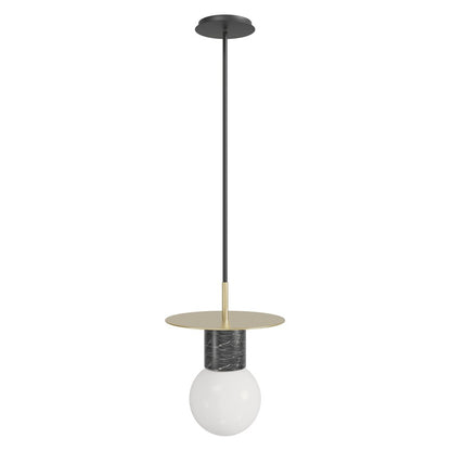Avenue Lighting Newport 1 Light 8" Pendant, Brushed Brass/Black