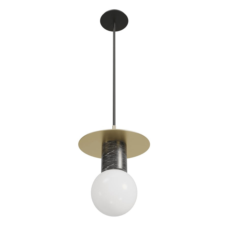 Avenue Lighting Newport 1 Light 8" Pendant, Brushed Brass/Black