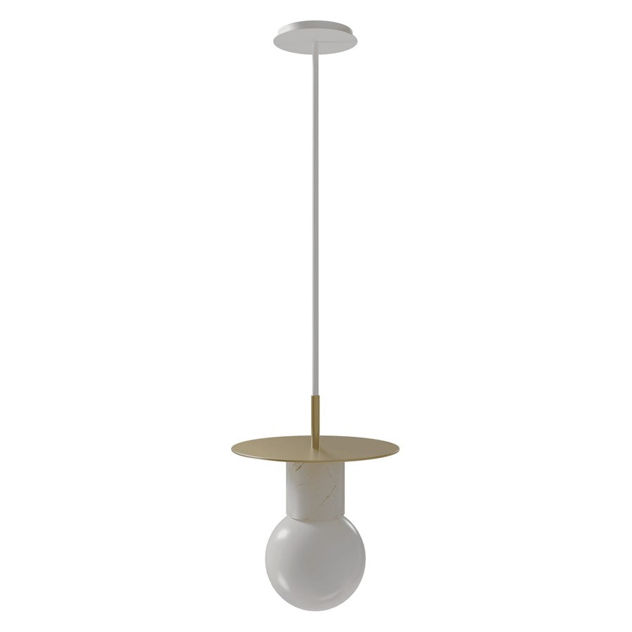 Avenue Lighting Newport 1 Light 8" Pendant, Brushed Brass/White