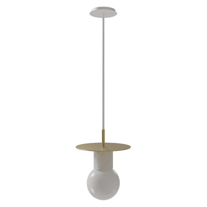 Avenue Lighting Newport 1 Light 8" Pendant, Brushed Brass/White