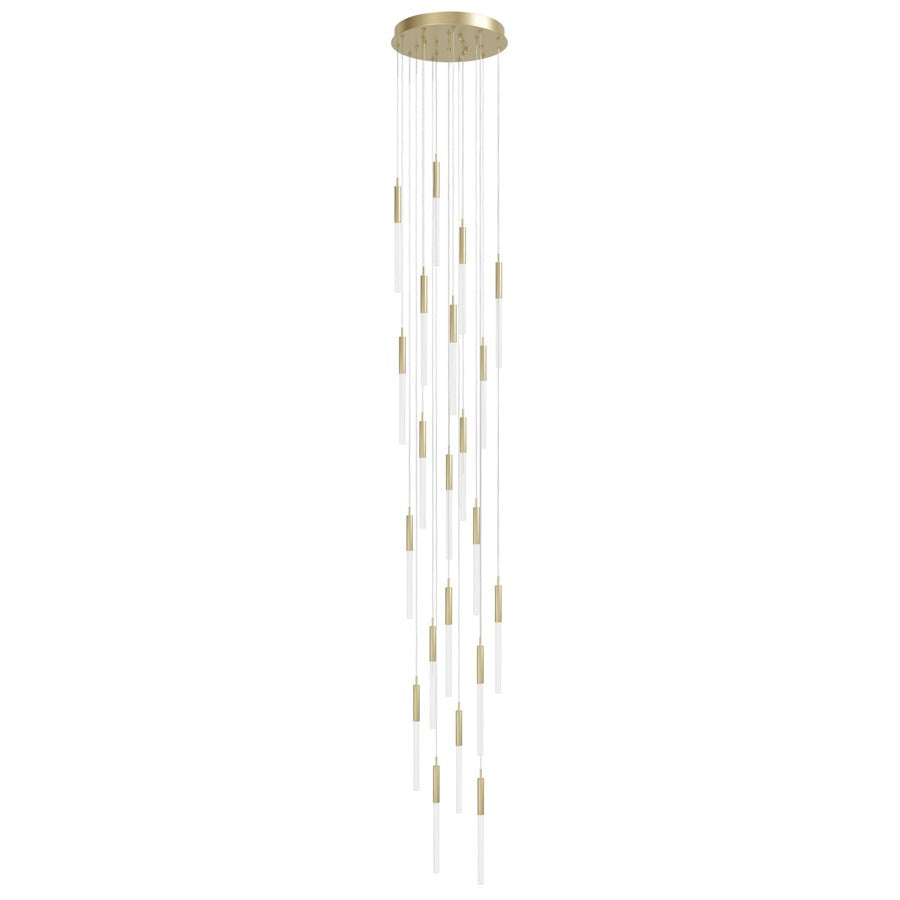 Avenue Lighting Main St. 21Lt 158" Frosted Glass Pendant, Brass