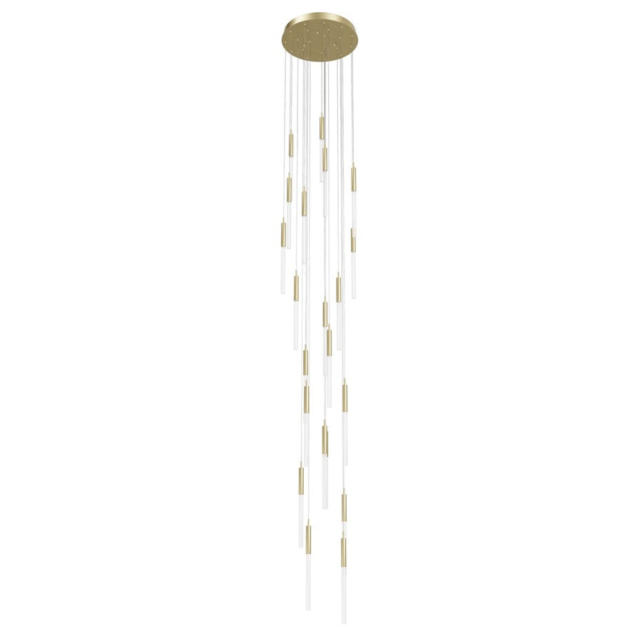 Avenue Lighting Main St. 21Lt 158" Frosted Glass Pendant, Brass