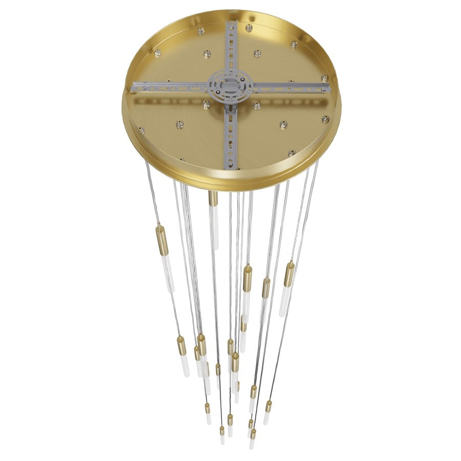Avenue Lighting Main St. 21Lt 158" Frosted Glass Pendant, Brass