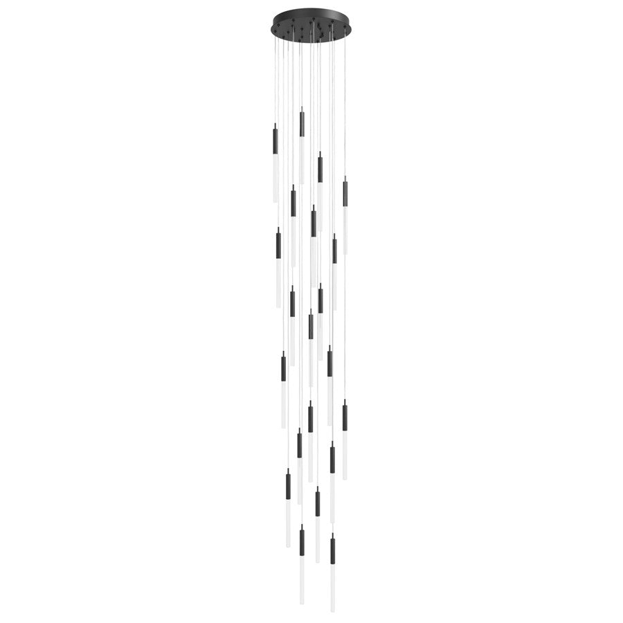 Avenue Lighting Main St. 21Lt 158" Frosted Pendant, Black