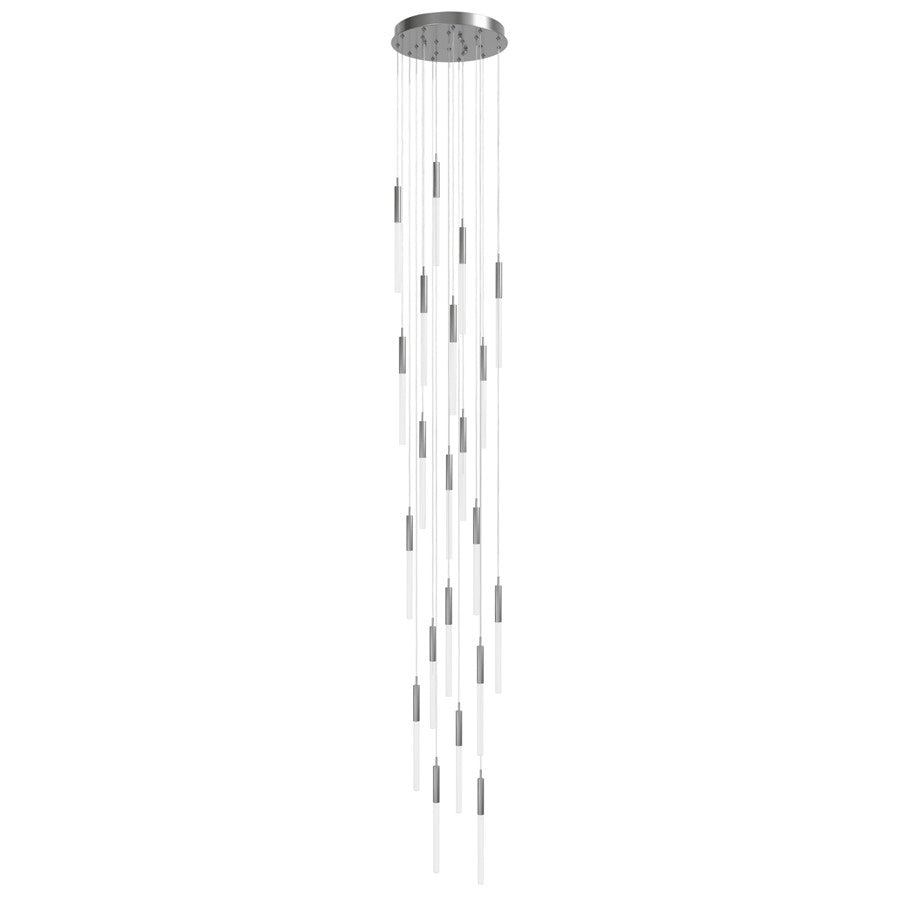 Avenue Lighting Main St. 21Lt 158" Frosted Glass Pendant, Nickel