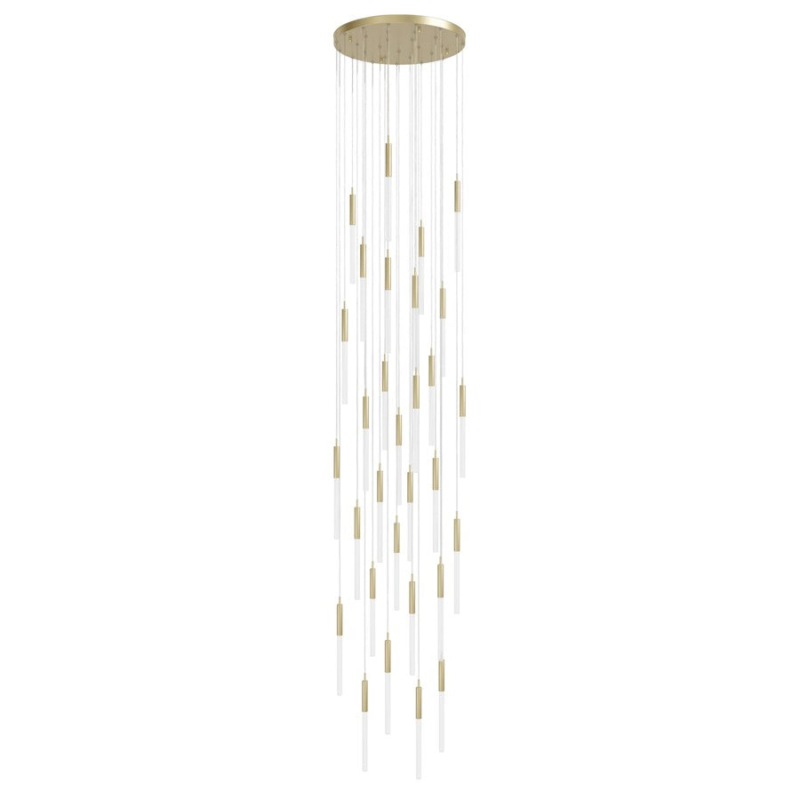 Avenue Lighting Main St. 31Lt 158" Frosted Glass Pendant, Brass