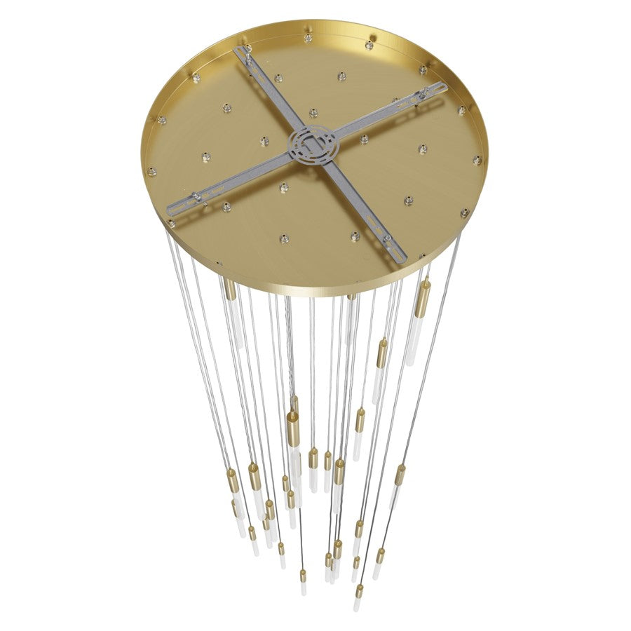 Avenue Lighting Main St. 31Lt 158" Frosted Glass Pendant, Brass