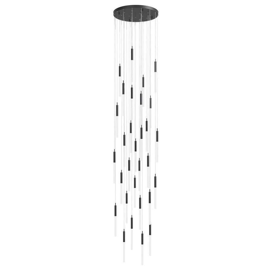 Avenue Lighting Main St. 31Lt 158" Frosted Pendant, Black